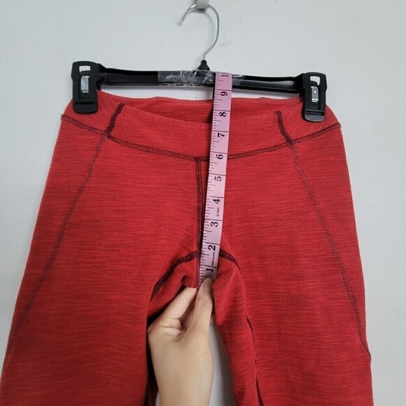 Lululemon Athletica Verve Cropped Red Deepest Cranberry Cut Off Raw Hem Pants 4 - Picture 11 of 14
